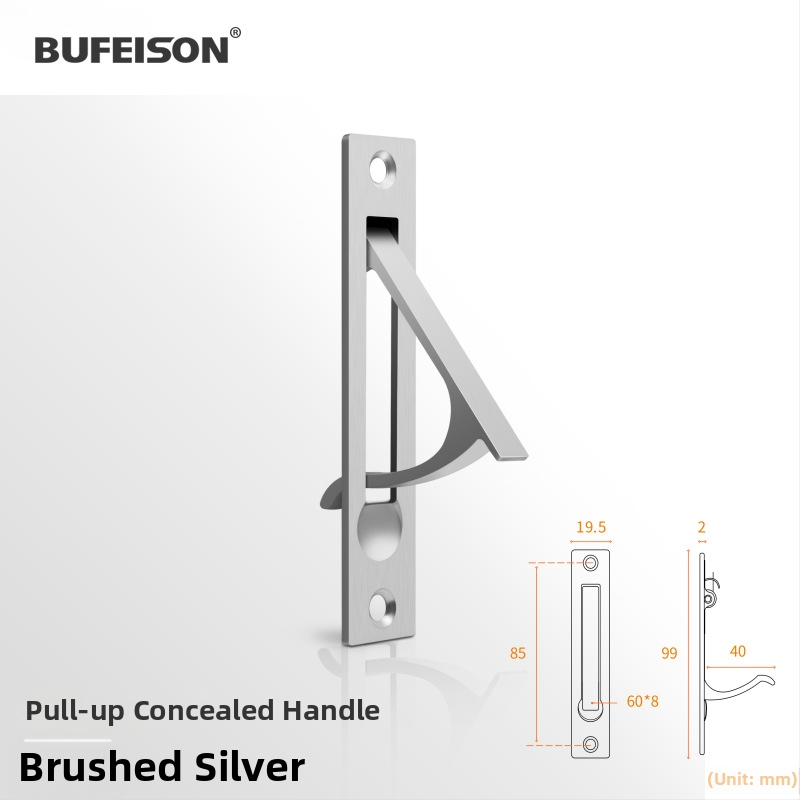 Kišeninių durų rankena — Nerūdijantis plienas, elektroplatuotas paviršius, Modernus minimalistinis stilius, tinka kišeninėms, įmontuotoms ir medinėms durims