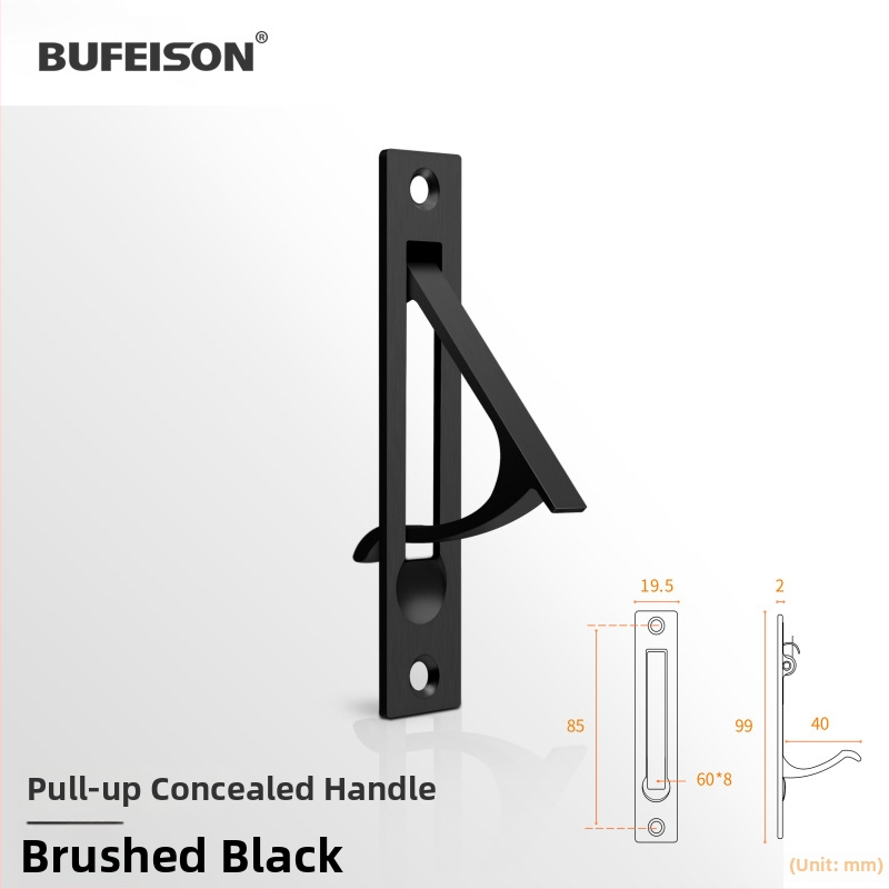 Kišeninių durų rankena — Nerūdijantis plienas, elektroplatuotas paviršius, Modernus minimalistinis stilius, tinka kišeninėms, įmontuotoms ir medinėms durims