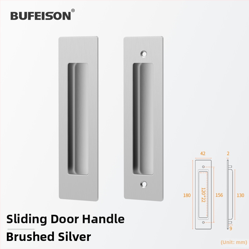 Kišeninių durų rankena — Nerūdijantis plienas, elektroplatuotas paviršius, Modernus minimalistinis stilius, tinka kišeninėms, įmontuotoms ir medinėms durims