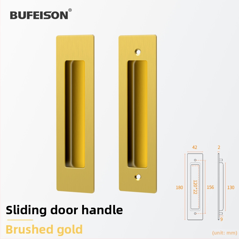 Kišeninių durų rankena — Nerūdijantis plienas, elektroplatuotas paviršius, Modernus minimalistinis stilius, tinka kišeninėms, įmontuotoms ir medinėms durims