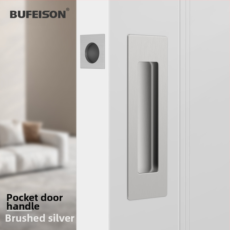 Kišeninių durų rankena — Nerūdijantis plienas, elektroplatuotas paviršius, Modernus minimalistinis stilius, tinka kišeninėms, įmontuotoms ir medinėms durims