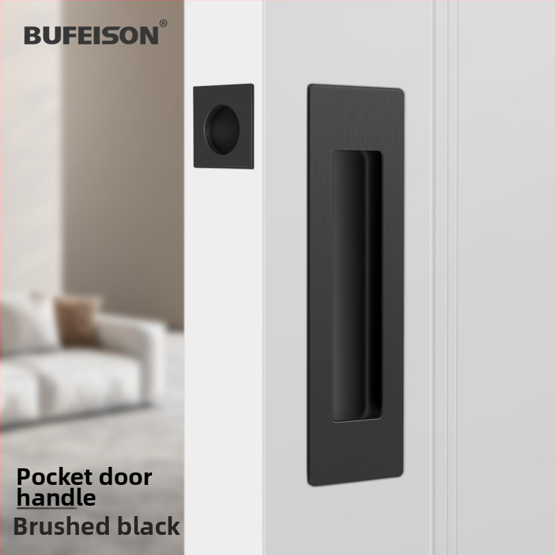 Kišeninių durų rankena — Nerūdijantis plienas, elektroplatuotas paviršius, Modernus minimalistinis stilius, tinka kišeninėms, įmontuotoms ir medinėms durims