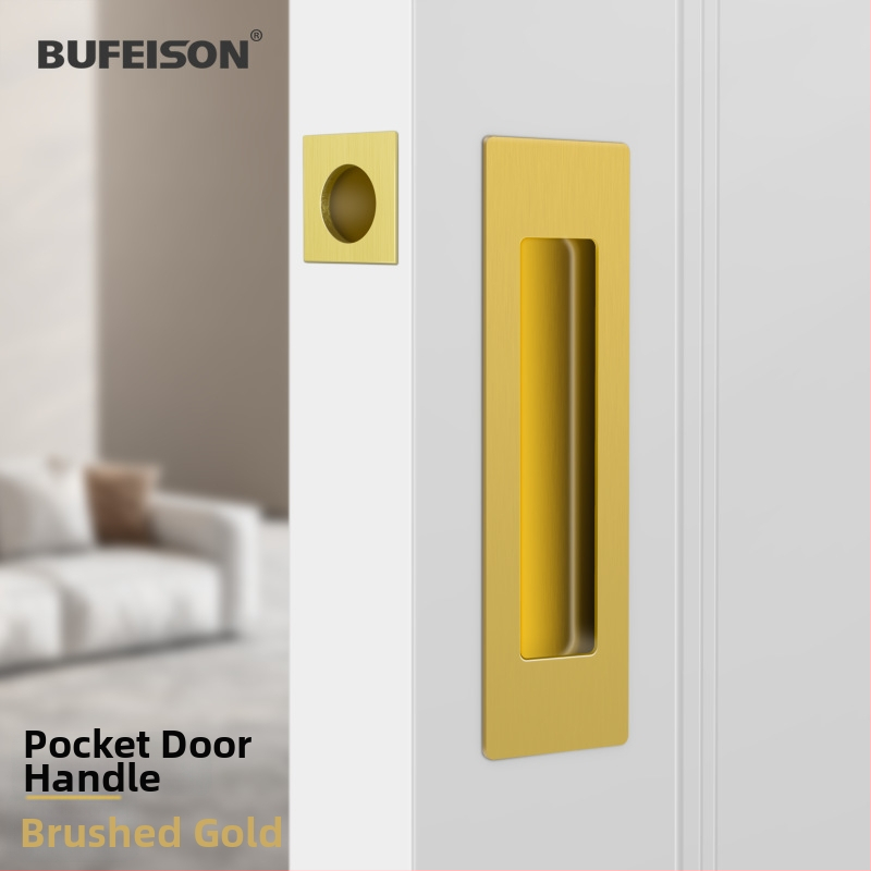 Kišeninių durų rankena — Nerūdijantis plienas, elektroplatuotas paviršius, Modernus minimalistinis stilius, tinka kišeninėms, įmontuotoms ir medinėms durims