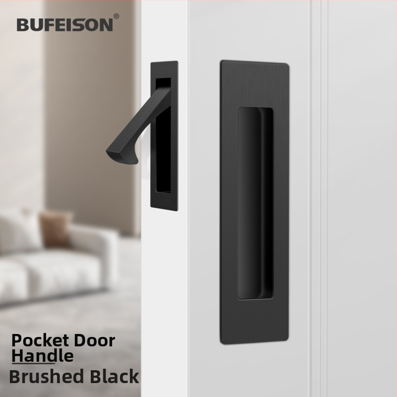 Kišeninių durų rankena — Nerūdijantis plienas, elektroplatuotas paviršius, Modernus minimalistinis stilius, tinka kišeninėms, įmontuotoms ir medinėms durims