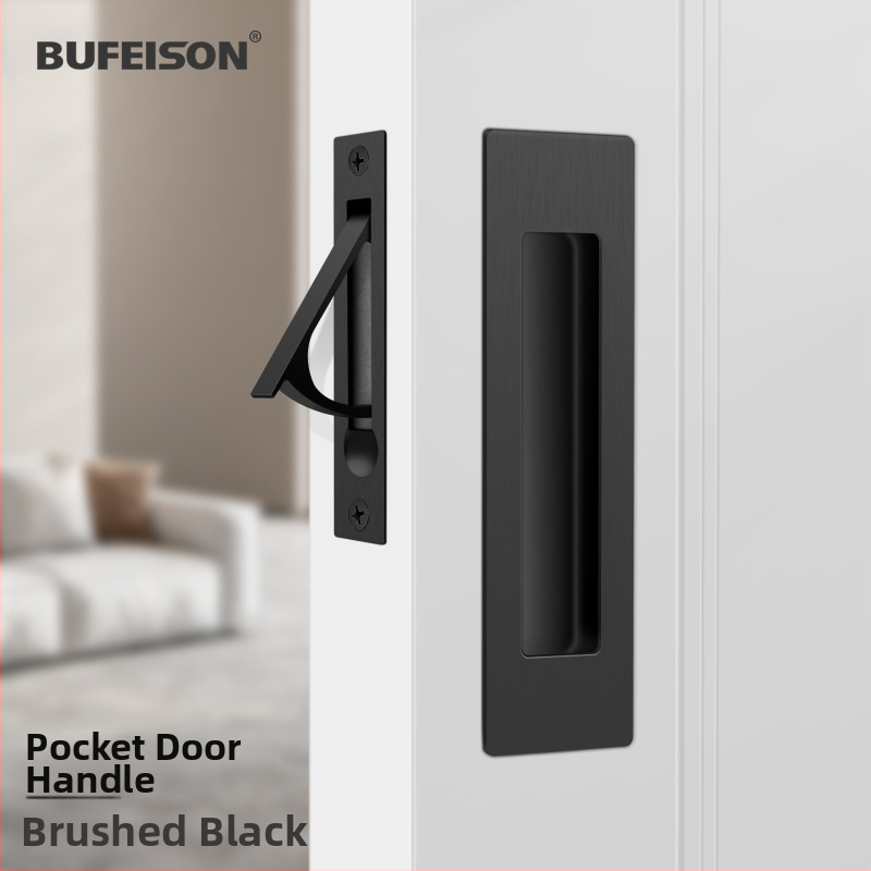 Kišeninių durų rankena — Nerūdijantis plienas, elektroplatuotas paviršius, Modernus minimalistinis stilius, tinka kišeninėms, įmontuotoms ir medinėms durims