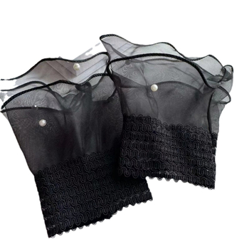 Mežģīņu viltus piedurknes sievietēm, īsas rokas locītavām, tīkla mežģīne, ziedu raksts, pirkstu daļas cimdi, saules aizsardzība, vasara un rudens