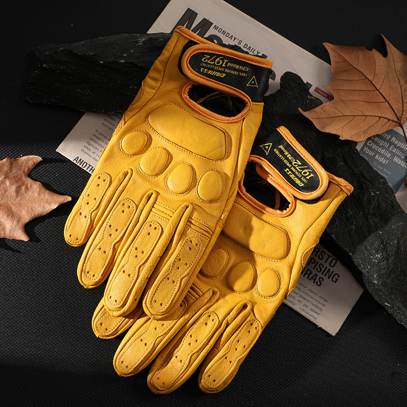 Motocikla cimdi no liellapu ādas, universāls, visas sezonas, pretslīdēšana, tie-dye apstrāde