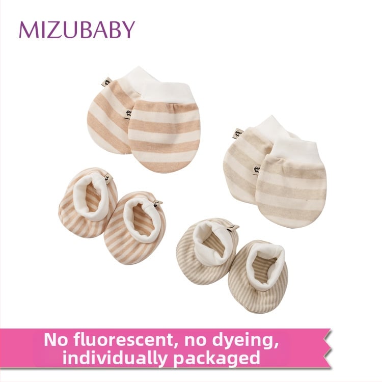 Комплект бебешки ръкавици и чорапки - всесезонен чист памук, дишащи, защита за новородено, марка COTTONSKY, персонализируем