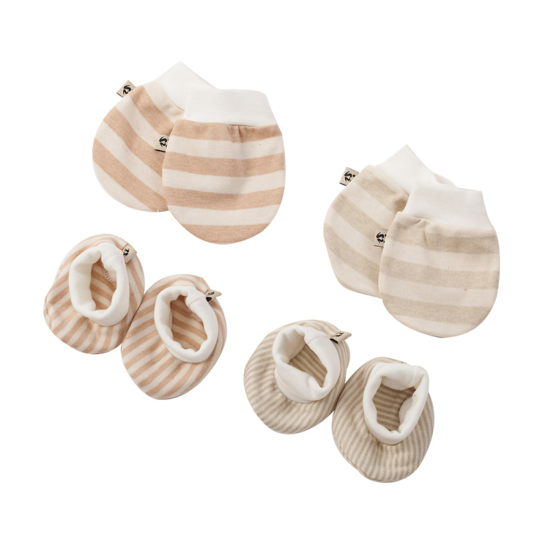 Комплект бебешки ръкавици и чорапки - всесезонен чист памук, дишащи, защита за новородено, марка COTTONSKY, персонализируем