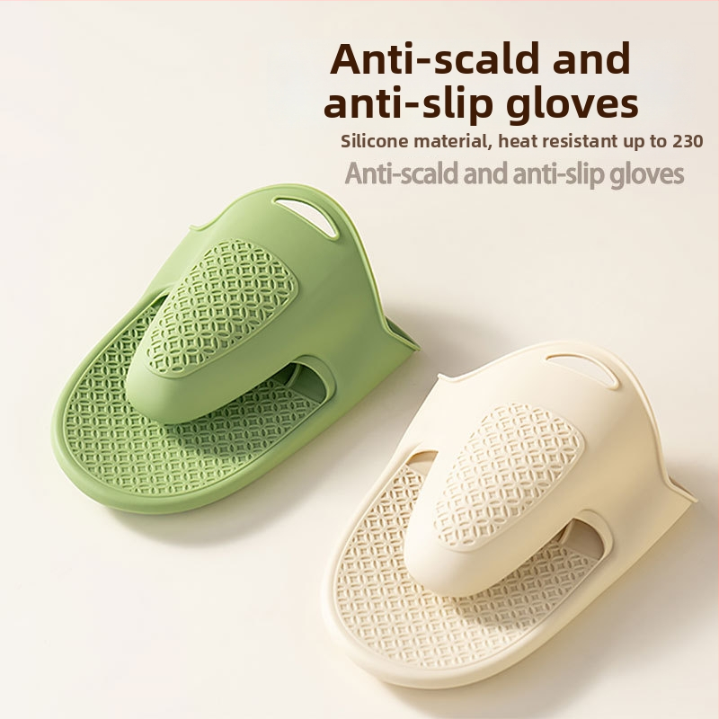 Pielāgotas silikona virtuves cimdi, augstas temperatūras izturība, piemēroti cepeškrāsnij un mikroviļņu krāsnij, pretslīdējošs satveršanas veids.