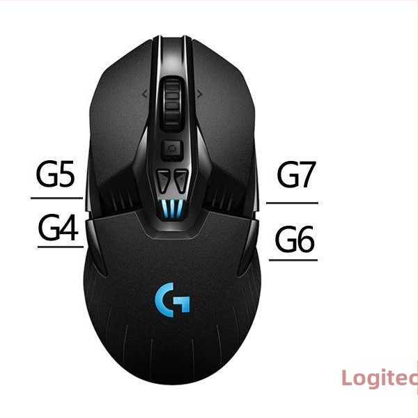 Logitech pelės priedų rinkinys G903/G703/G603/G502/G933 modeliams – siųstuvas, šoniniai mygtukai, svoris, USB įkrovimo kabelis