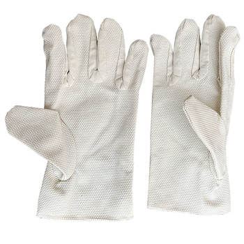 Vászon hegesztő kesztyű gyöngyös fogással, csúszásmentes és kopásálló, poliészter-pamut anyagból, védő kesztyű hegesztőknek