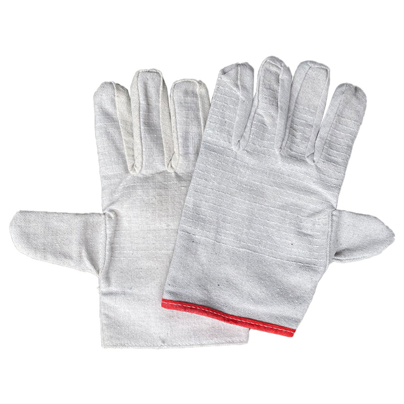 Vászon hegesztő kesztyű gyöngyös fogással, csúszásmentes és kopásálló, poliészter-pamut anyagból, védő kesztyű hegesztőknek