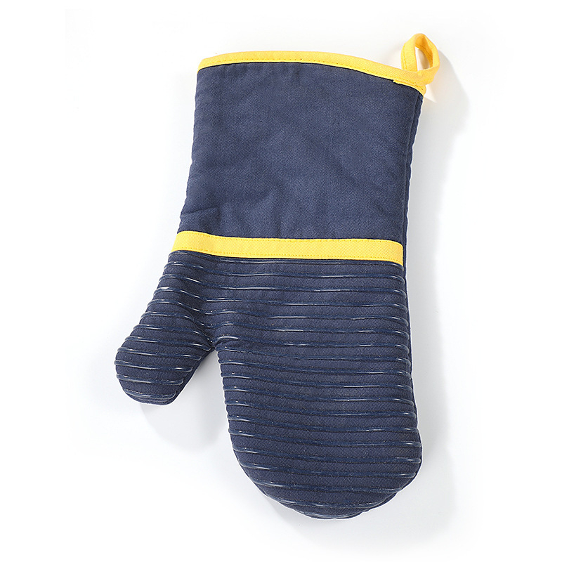 Mikroviļņu silikona cimdi – neslīdoši, biezas, siltuma izolācija, kokvilnas-silikons, svītrainais raksts