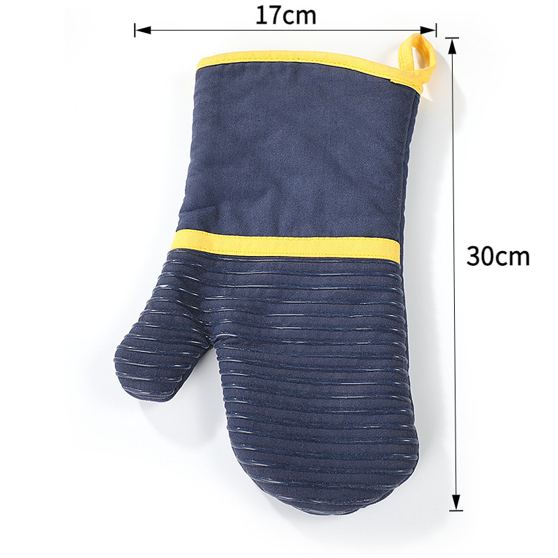 Mikroviļņu silikona cimdi – neslīdoši, biezas, siltuma izolācija, kokvilnas-silikons, svītrainais raksts