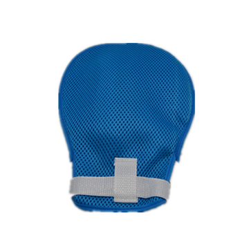 Apsiribojančios pirštinės vyresniems žmonėms riešo fiksacijai, kvėpuojanti tinklinė medžiaga, su vidinėmis dirželėmis ir virve