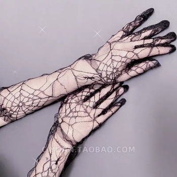 Αντι-UV μανίκια για μπράτσα με σχέδιο ιστού αράχνης, μακριά μανίκια, 100% πολυεστέρας, ύφασμα οξικού οξέος, Γαλλικό ρετρό στυλ, Καλοκαίρι 2023