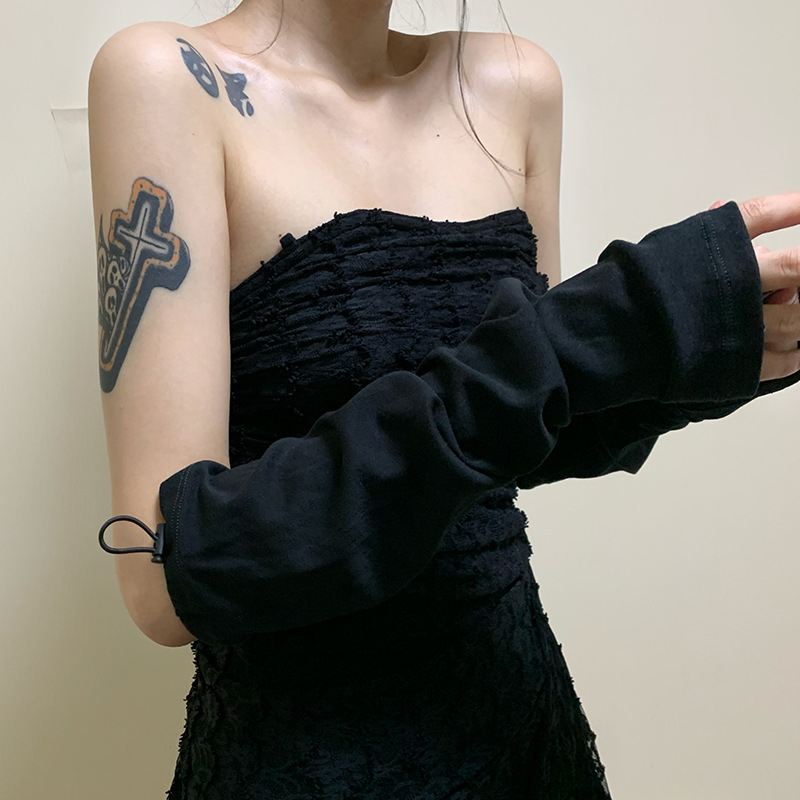 Γάντια με UV προστασία, στυλ Wind Punk, χαλαρή γραμμή, κορδόνι, βαμβάκι 71-80%