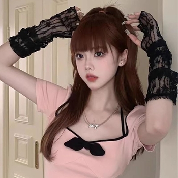 Μανσέτες Προστασίας από τον Ήλιο με Μοτίβο Πεταλούδας, Καλλιτεχνικός Βίντατζ από Δίκτυωτό Πολυεστέρα, Καλοκαίρι 2025 (Δίκτυωτός Πολυεστέρας; Καλλιτεχνικό Βίντατζ; Μοτίβο Πεταλούδας; Καλοκαίρι 2025)