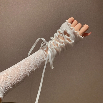 Lolita čipkasti rukavi za zaštitu od sunca s remenom, Y2K baletni stil, za odrasle žene