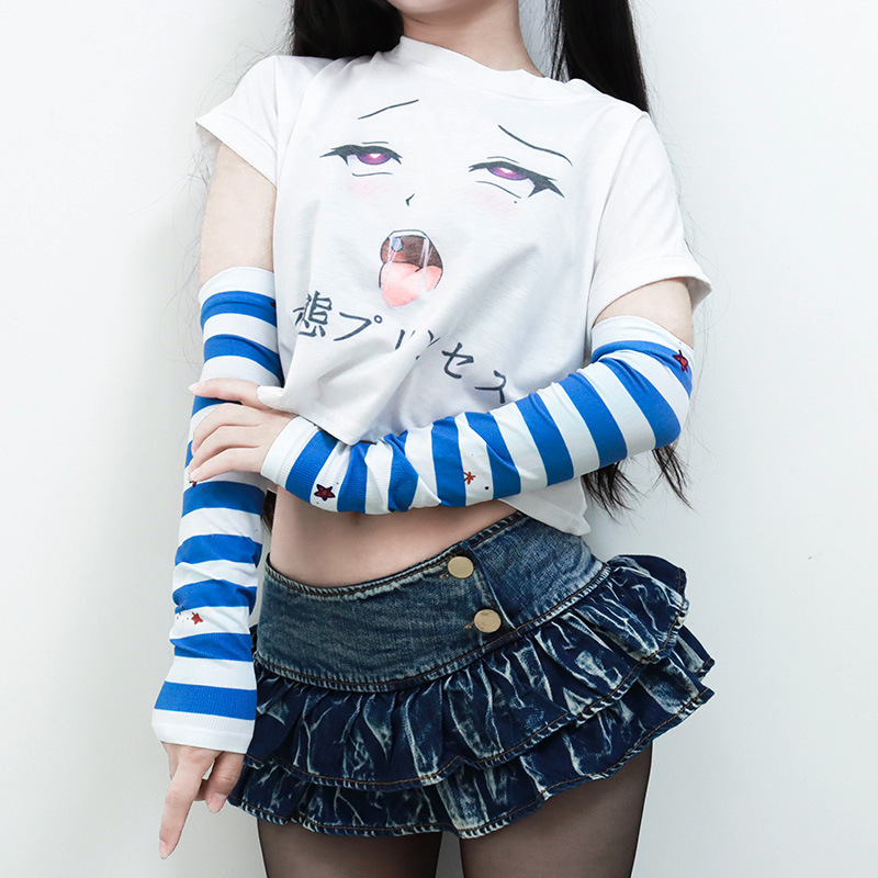 Csíkos digitális nyomtatású napvédő karvédő – légáteresztő poliészter, kültéri futáshoz