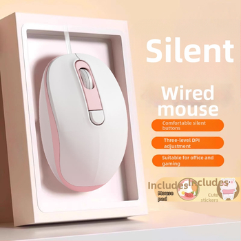 Tyli laidinė optinė pelė USB, 2 mygtukai