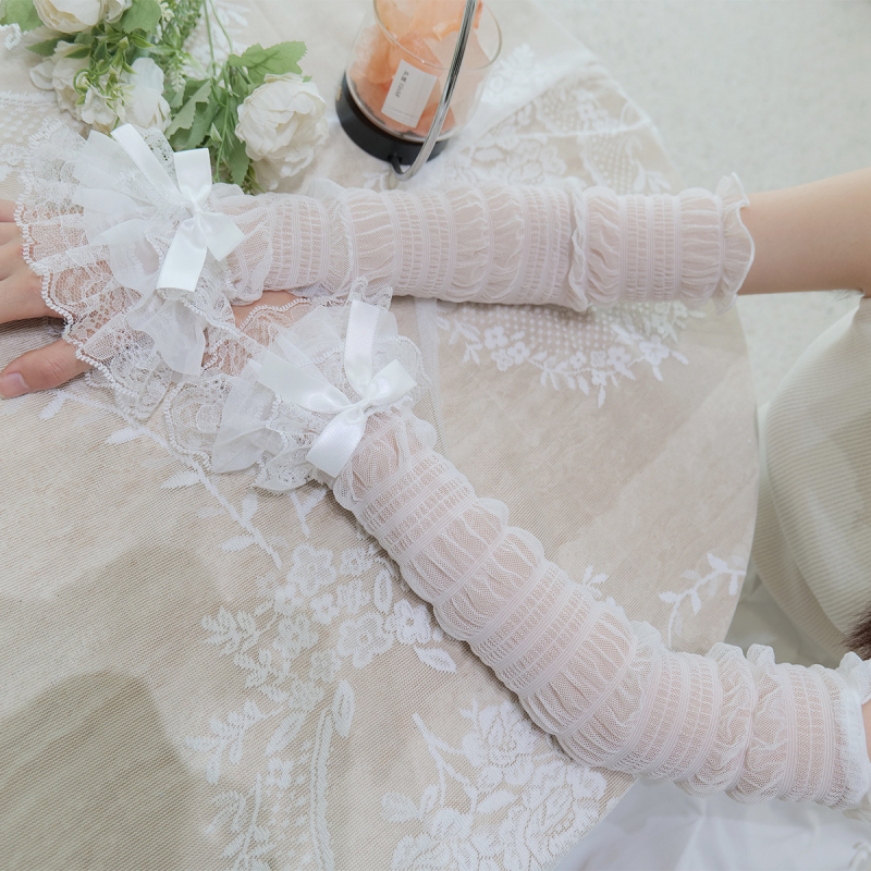 Nėrinių UV apsaugos rankovė, Korėjos stiliaus saldus Lolita tinklas – Audinys: nailonas >96%, Sudėtis: nailonas, Pavasaris 2025