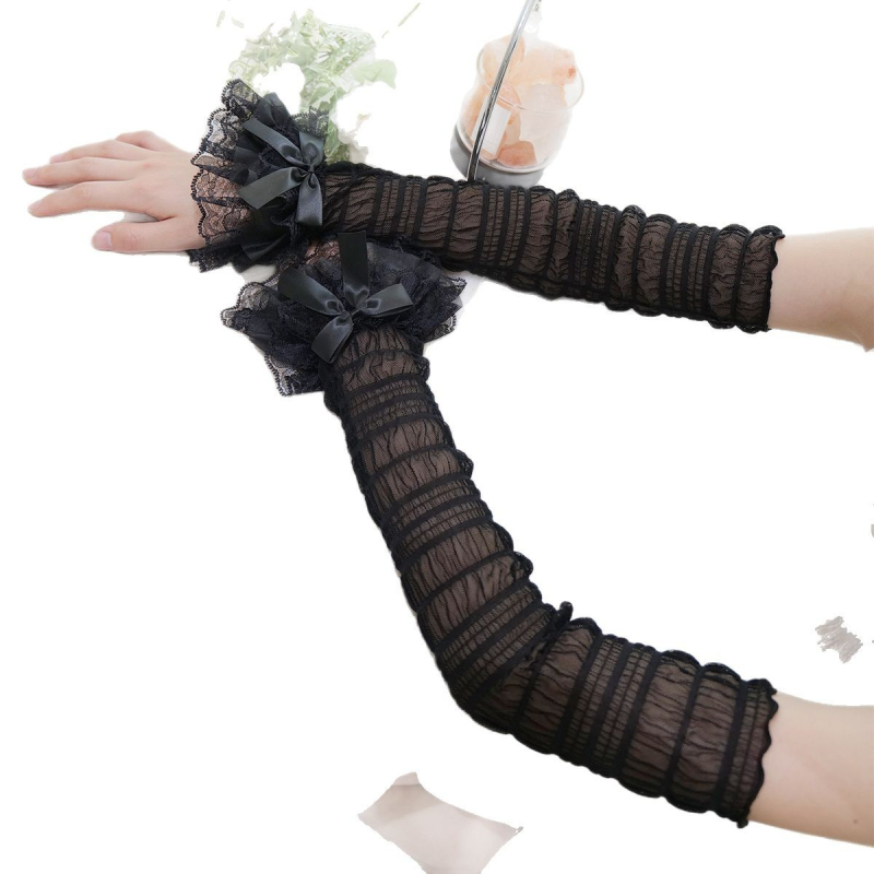 Nėrinių UV apsaugos rankovė, Korėjos stiliaus saldus Lolita tinklas – Audinys: nailonas >96%, Sudėtis: nailonas, Pavasaris 2025