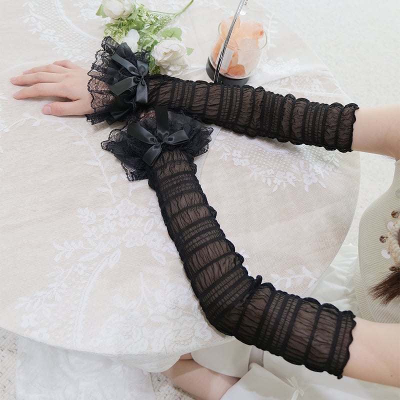 Nėrinių UV apsaugos rankovė, Korėjos stiliaus saldus Lolita tinklas – Audinys: nailonas >96%, Sudėtis: nailonas, Pavasaris 2025