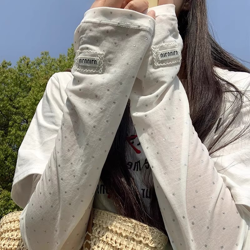 Saulės apsaugos rankovės iš Ice Silk su taškuotu raštu – laisvas kirpimas, tinkamas dviratininkams ir vairavimui