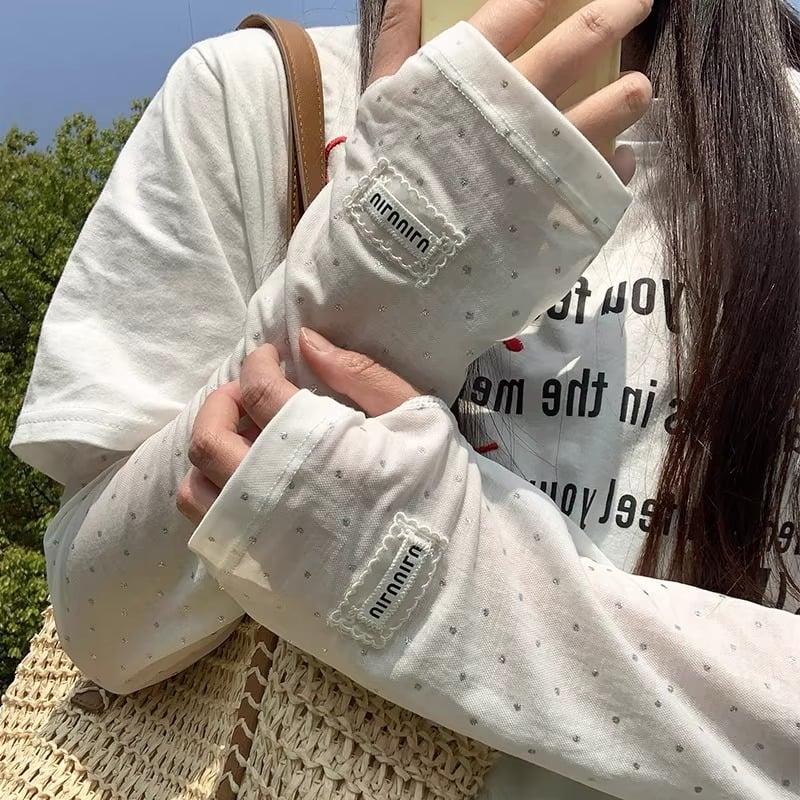 Saulės apsaugos rankovės iš Ice Silk su taškuotu raštu – laisvas kirpimas, tinkamas dviratininkams ir vairavimui