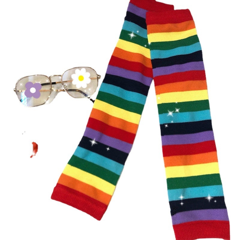 Moteriška mezginė saulės apsauga rankovė – Harajuku stilius, miela vaivorykštės oversleeve, saulės apsauga, poliesterio audinys (71–80% turinys)