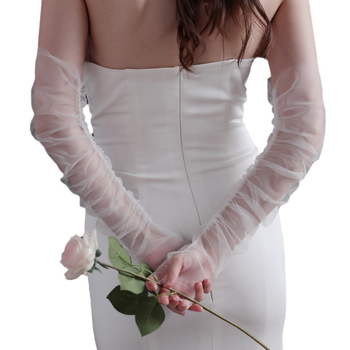 Vjenčane rukavice od najlona, duge, minimalistički stil, ukras; sve sezone; Xinmei kolekcija