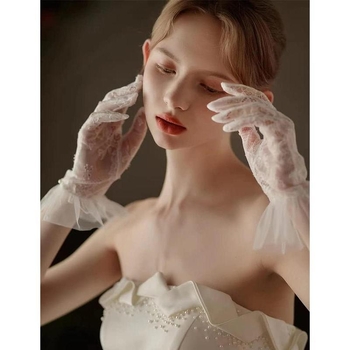 Muške čipkaste mrežaste kratke rukavice s tylom na rubu za vjenčanje, zadržavaju toplinu, proljeće 2021