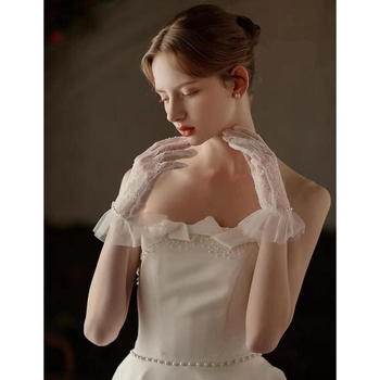 Muške čipkaste mrežaste kratke rukavice s tylom na rubu za vjenčanje, zadržavaju toplinu, proljeće 2021