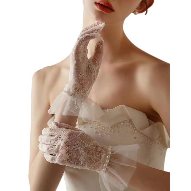 Muške čipkaste mrežaste kratke rukavice s tylom na rubu za vjenčanje, zadržavaju toplinu, proljeće 2021