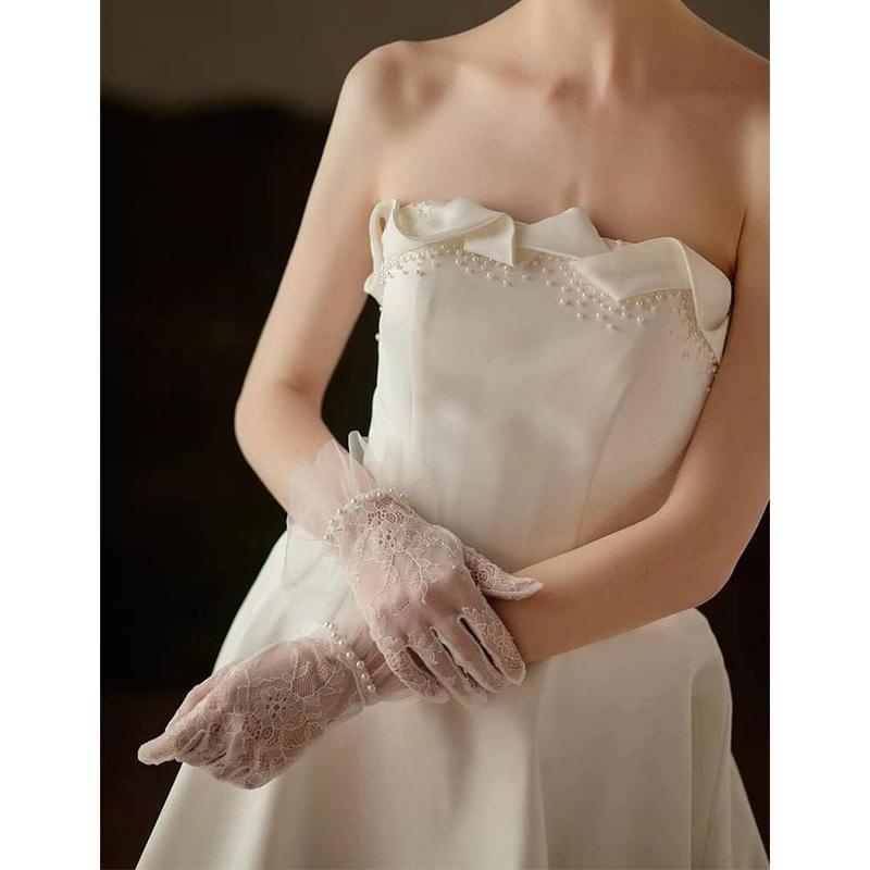 Muške čipkaste mrežaste kratke rukavice s tylom na rubu za vjenčanje, zadržavaju toplinu, proljeće 2021