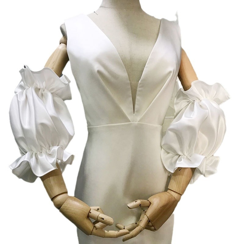 Badoth Vjenčani satenski rukavi, Mori stil, dekorativni rukavi za vjenčanicu, poliester