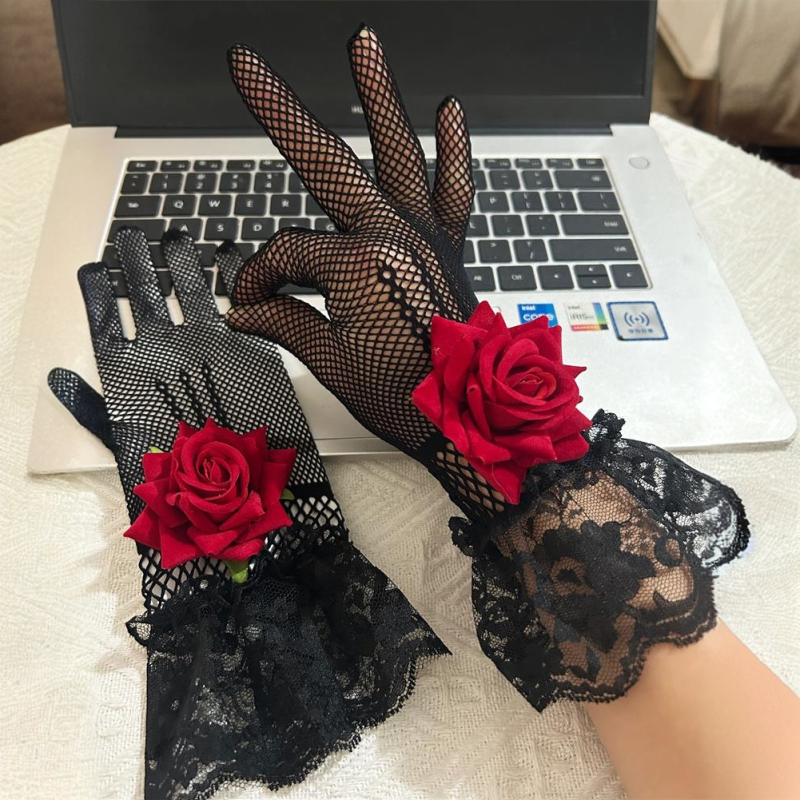 Egzotične rukavice od mrežaste čipke za žene – dekorativne, za sve sezone