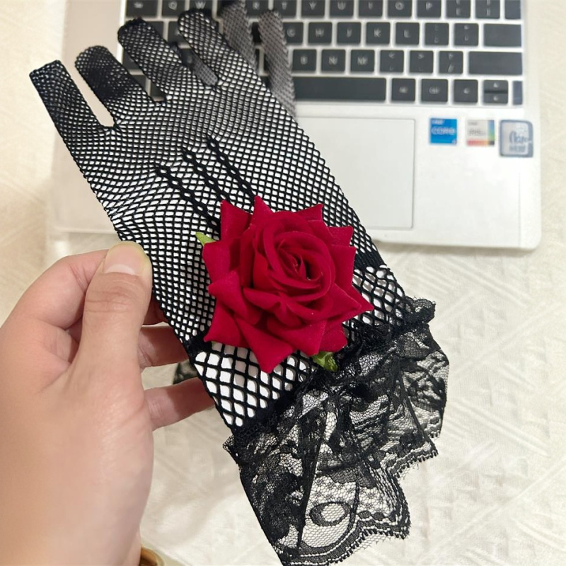 Egzotične rukavice od mrežaste čipke za žene – dekorativne, za sve sezone