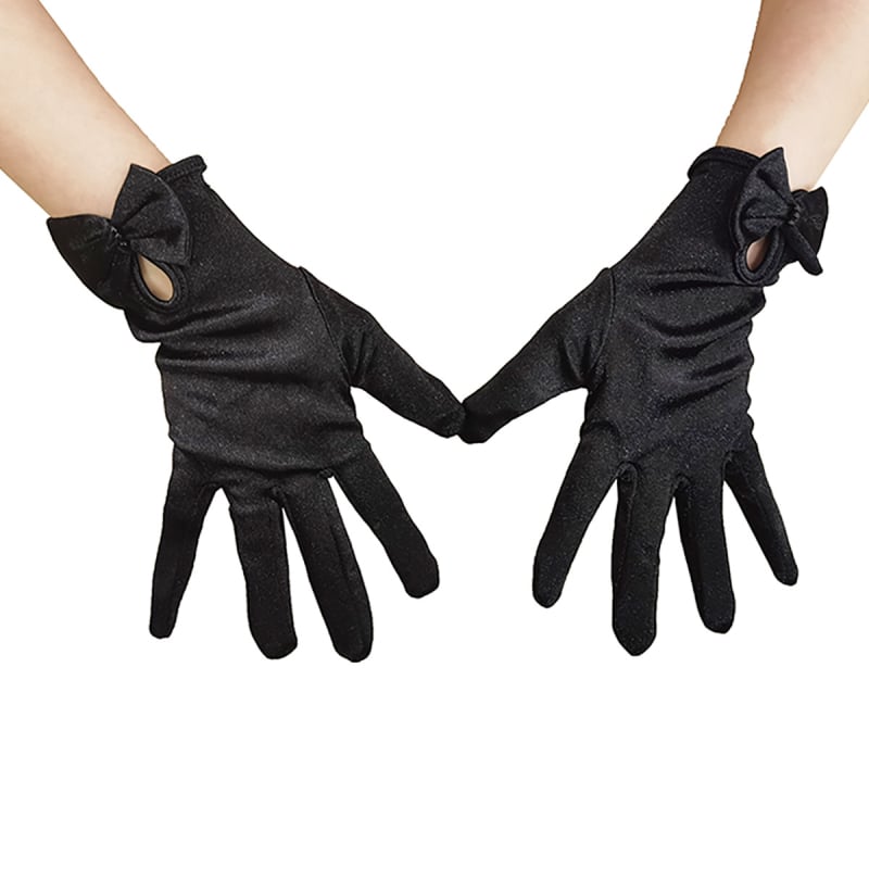 Mănuși de mireasă din satin elastic cu fundă – accesoriu elegant de decor (Material: Satin; Stil: Fundă, Elegant; Funcție: Decorare; Sezoane: Toate anotimpurile)
