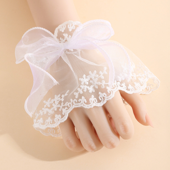 Čipkaste mrežaste nadlaktice i rukavice s izvezenim detaljima — materijal: mreža; za žene; originalni dizajn; proljeće 2025