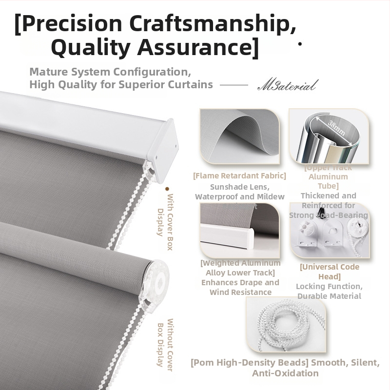 B1 tulekindlad rulood — polüester + PVC, kohandatavad, kontoritele ja ärihoonetele, varjutuse variandid 0%, 1%, 3%, 5%, täielik varjutus / läbipaistev / osaline