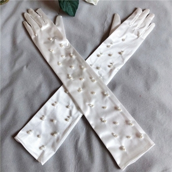 Vjenčane rukavice — dekorativne, satenski s perlama, za žene, sve sezone