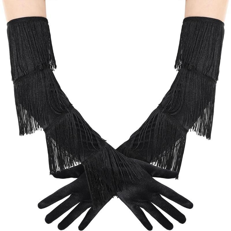 Muške duge operne rukavice sa satininskim resicama, do lakta, proljetno grijanje