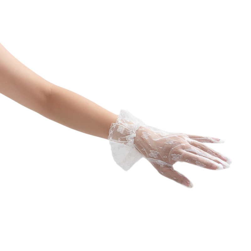 Čipkaste vjenčane rukavice — elegantne ženske rukavice za vjenčanje, zaštita od sunca, poliester, rukavice s prstima, sve sezone