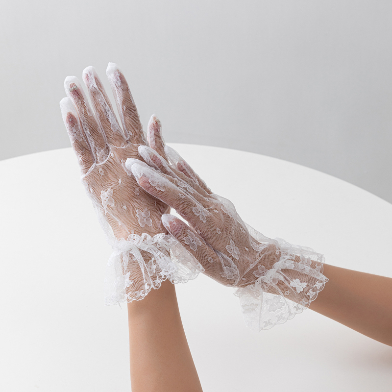 Čipkaste vjenčane rukavice — elegantne ženske rukavice za vjenčanje, zaštita od sunca, poliester, rukavice s prstima, sve sezone