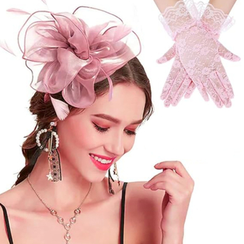 Сватбен комплект: фата, фиба за коса с дантела и дантелени ръкавици — ръчно изработено, зима 2025, индивидуално опаковано