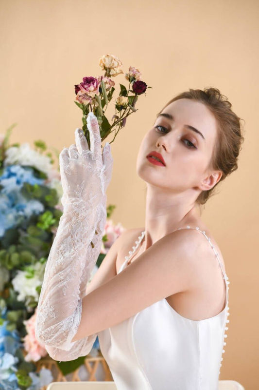 Vjenčane čipkaste rukavice, dugi stil, čipka, dekorativno za žene, jesensko 2022 izdanje