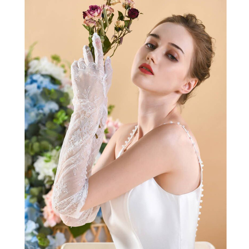 Vjenčane čipkaste rukavice, dugi stil, čipka, dekorativno za žene, jesensko 2022 izdanje